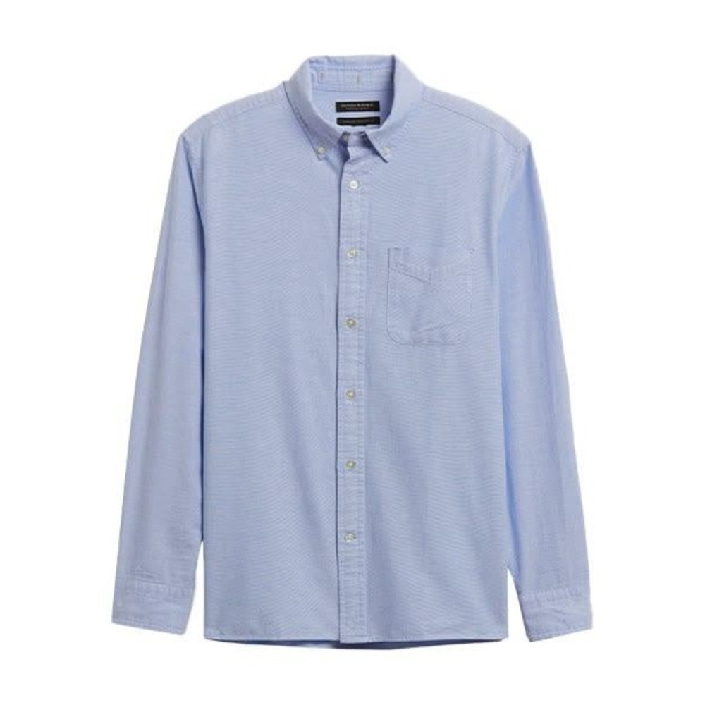 Banana Republic Oxford Shirt Mens XL Light Blue Untucked Fit Cotton Button Down